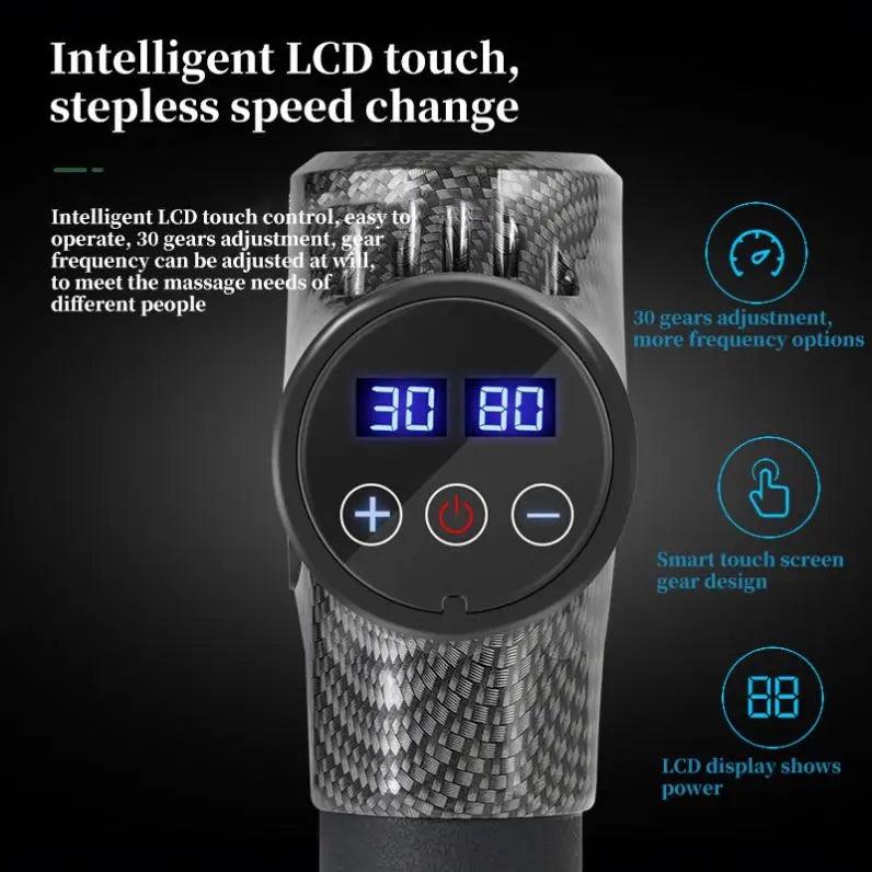 Pistolet de Massage 30 Vitesses à Écran LCD – Récupération Profonde
