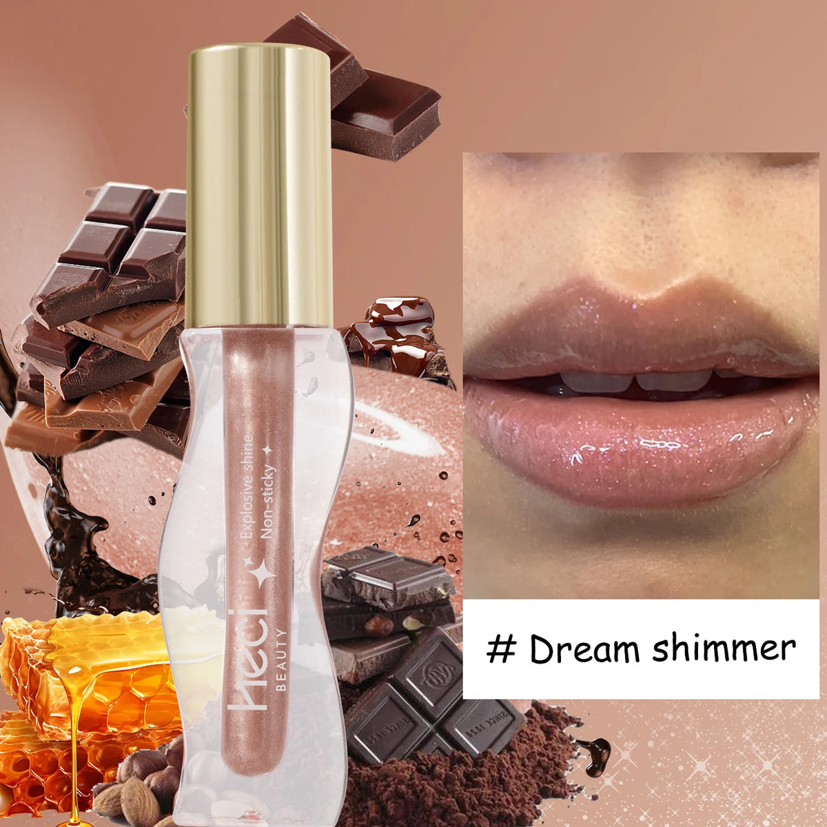 Gloss Huile Teinté Hydratant Vegan – Lèvres Brillantes et Confortables