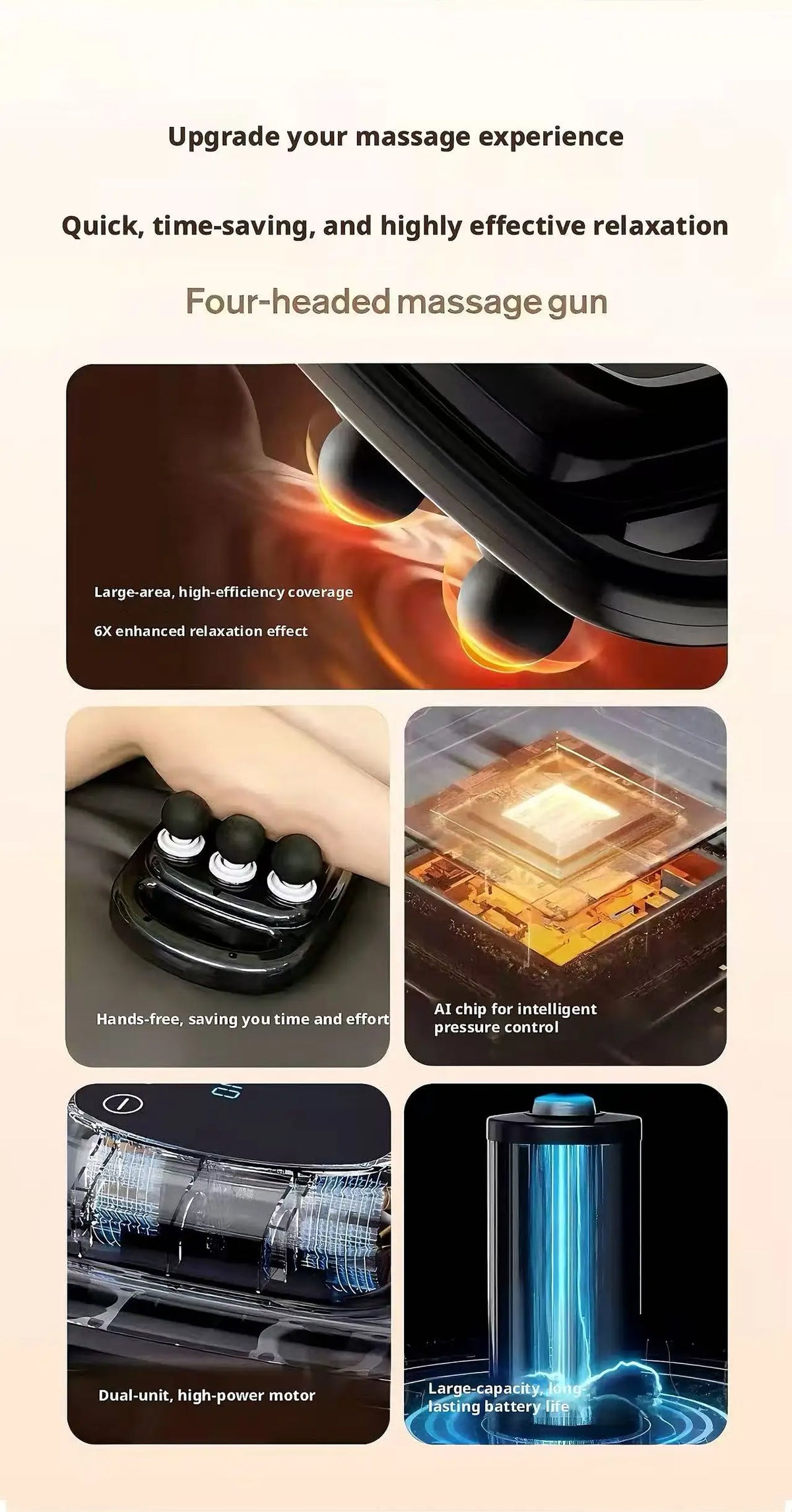 Pistolet de Massage Portable 6 Têtes – Détente Musculaire à la Maison
